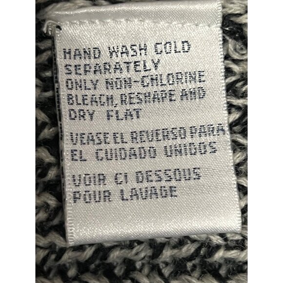 Chunky Knit Turtleneck Sweater By Together! Size L Black & White Wool Blend Cozy - Picture 12 of 15